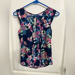 Candie's Navy Floral Sleeveless Blouse